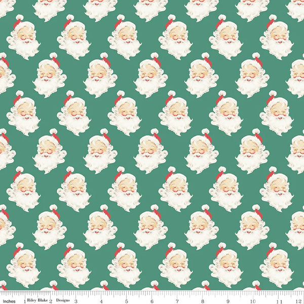 MERRY LITTLE CHRISTMAS Santa Heads Pine