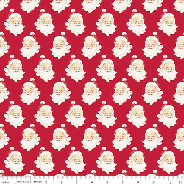 MERRY LITTLE CHRISTMAS Santa Heads Red