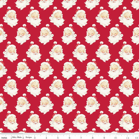 MERRY LITTLE CHRISTMAS Santa Heads Red