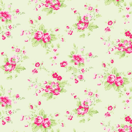 PICNIC Small Floral Green - FAT QUARTER