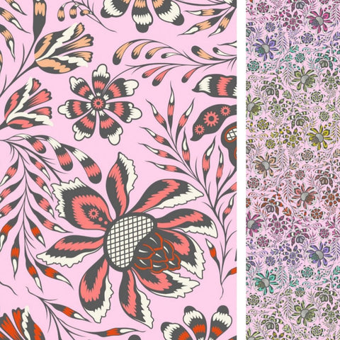 ROAR! Backing Fabric Super Wild Vine Wideback Blush (Extra Wide)