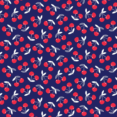 CHERRY PATCH Tossed Cherries Navy Blue - PRE ORDER (May/June 2025)