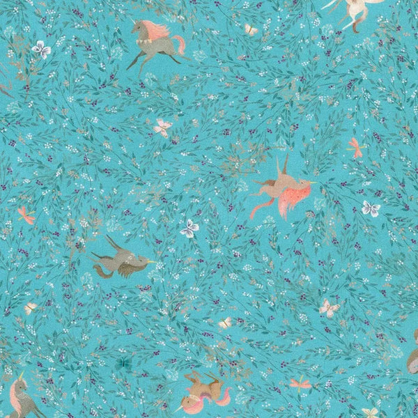 UNICORN MEADOW Unicorns & Vines Teal