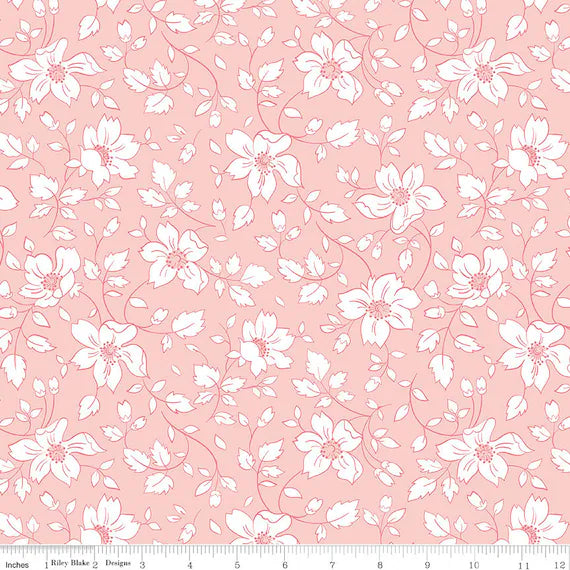 EASTER PARADE Vines Pink - FAT QUARTER