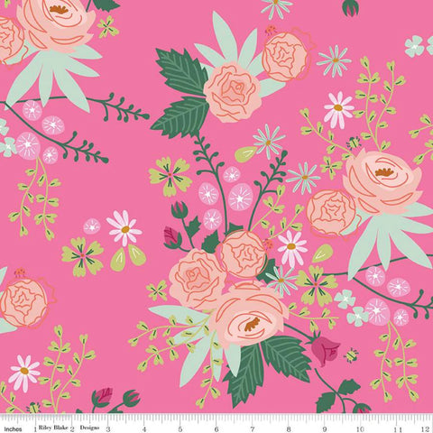 NEW DAWN Main Hot Pink - FAT QUARTER