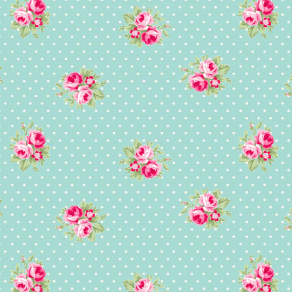 BAREFOOT ROSES CLASSICS Pinspot Floral Aqua