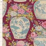 CHIC ESCAPE COLLECTION Flowervase Maroon - FAT QUARTER