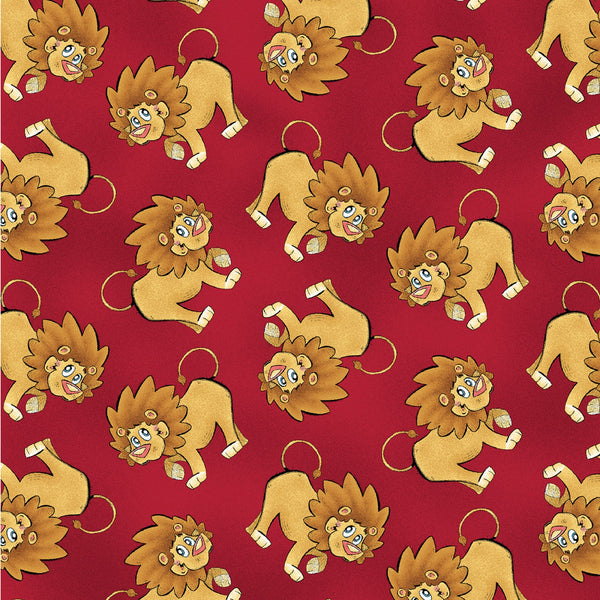 A JUNGLE STORY Lions Red - SALE $17.00 p/m