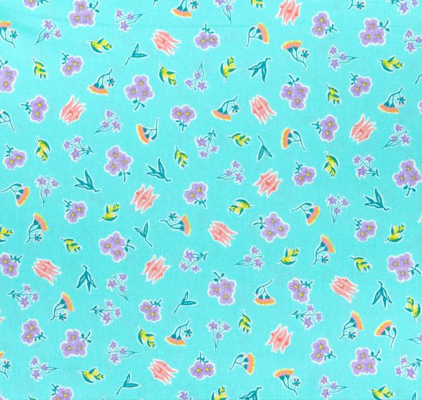 AROUND OZ Ditzy Floral Coastal (GOTS Certified Organic Quilting Cotton) 50cm