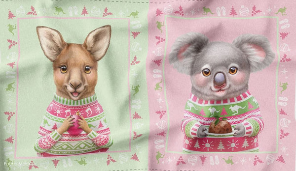 AUSSIE FRIENDS FESTIVE FUN 2 Block Panel - NEW ARRIVAL