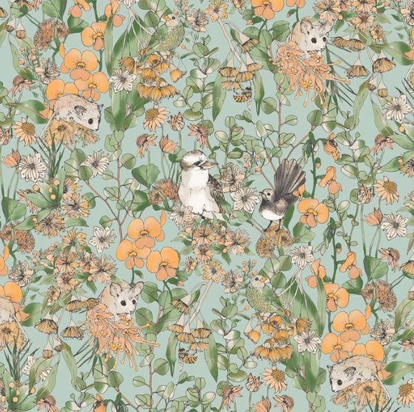 THE SCENIC ROUTE Australiana Fairytale Pale Aqua (Woven) - SALE $23.00 p/m