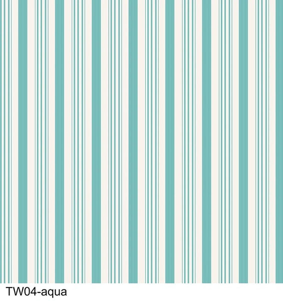 BAREFOOT ROSES CLASSICS Wallpaper Stripe Aqua - NEW ARRIVAL
