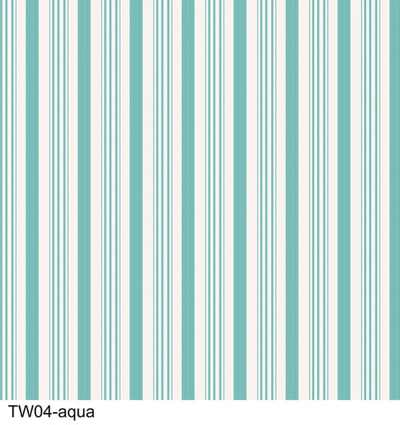 BAREFOOT ROSES CLASSICS Wallpaper Stripe Aqua