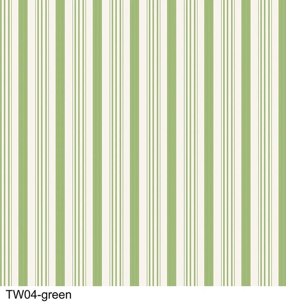 BAREFOOT ROSES CLASSICS Wallpaper Stripe Green - NEW ARRIVAL