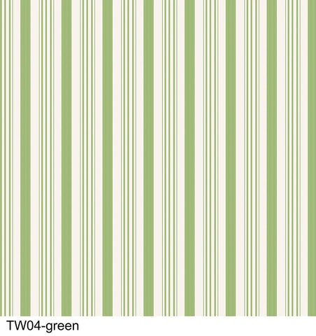 BAREFOOT ROSES CLASSICS Wallpaper Stripe Green - NEW ARRIVAL
