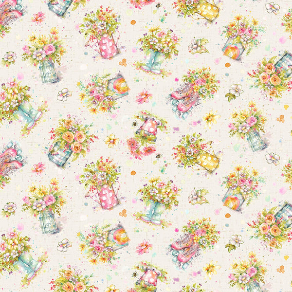 BOOTS & BLOOMS Medium Floral Toss Multi - SALE $22.00 p/m