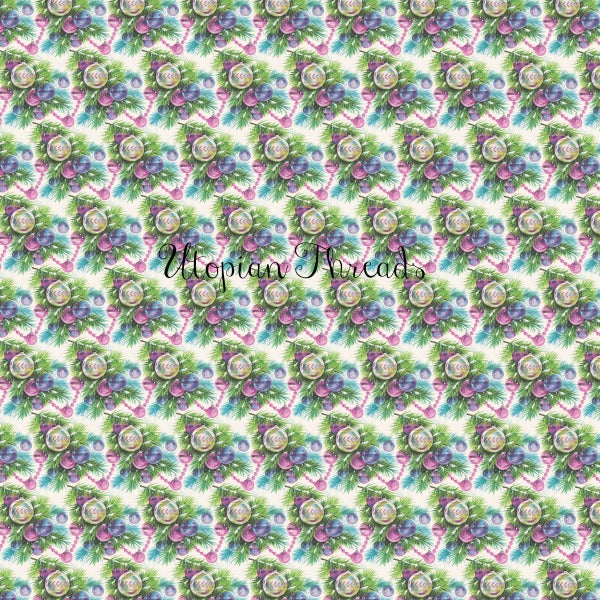 CUSTOM DIGITAL WOVEN (Cotton Sateen 130gsm) Vintage Christmas - Vinty Baubles