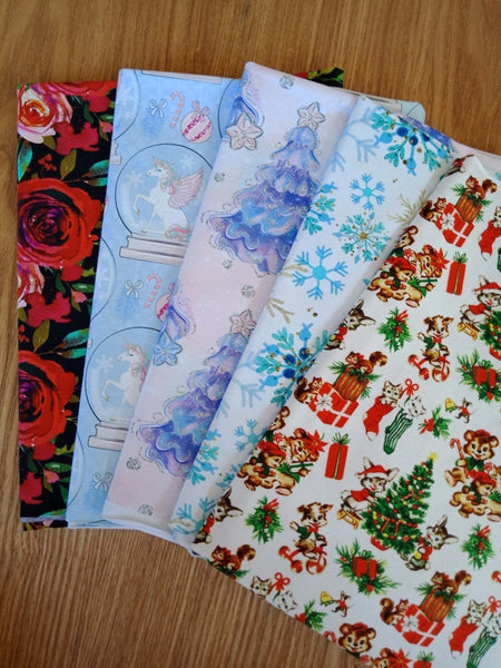 CURATED Fat Quarter Bundle 5 Knit (220gsm) Assorted Christmas - NEW ARRIVAL