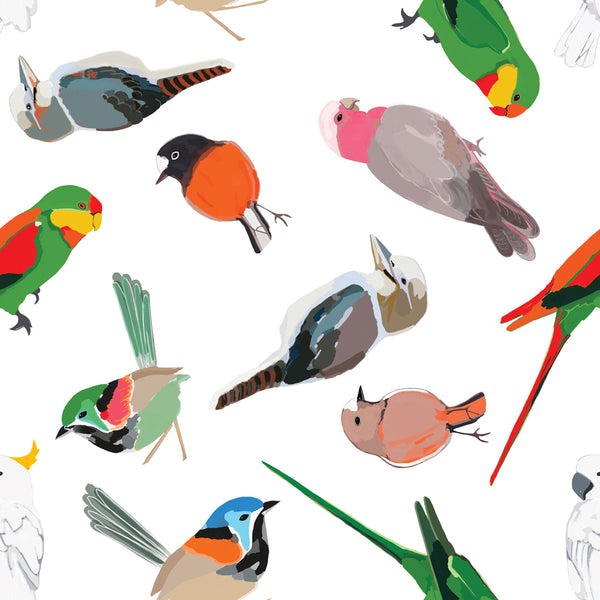 ROBYN HAMMOND COLLECTION Australian Birdlife on White -SALE $17.00 p/m