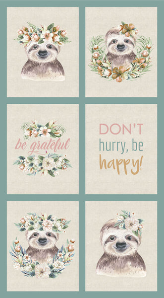 TROPICAL ZOO 2 Sloth Block Panel - SALE $14.00 PER PANEL
