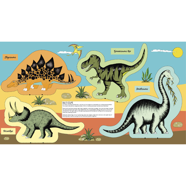 DINO RAW Softie Toy Panel -  SALE $12.00 PER PANEL