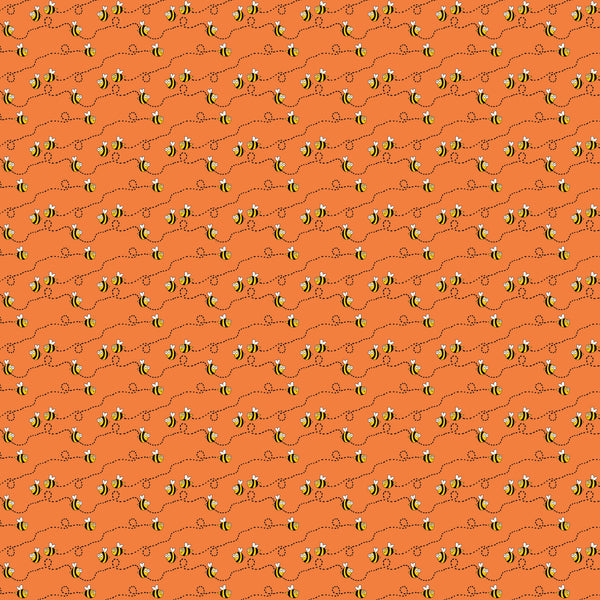 HAPPY FARM Bees on Orange - FAT QUARTER