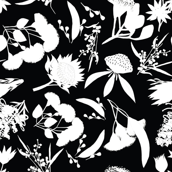 ROBYN HAMMOND FLORALS Native Flora Silhouettes on Black