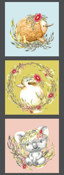 MONIQUE CANNON COLLECTION Fauna Cameo 3 Block Panel - SALE $9.50 PER PANEL