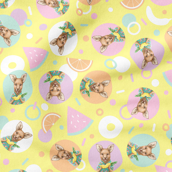 AUSSIE FRIENDS SUMMER Kangaroo Cameos Yellow - SALE $21.00 p/m