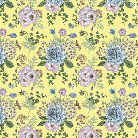 DEVONSTONE LAWN Large Floral Yellow (Extra Wide) -  SALE $17.00 p/m