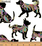 DOG ON IT Hot Diggity Large White Metallic - FAT QUARTER