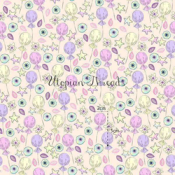 CUSTOM DIGITAL WOVEN (Cotton Sateen 150gsm) Dreamy Babes - Pastel Balloons