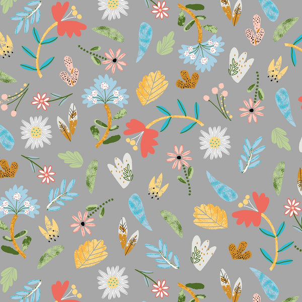 ELLIE Floral Grey - FAT QUARTER