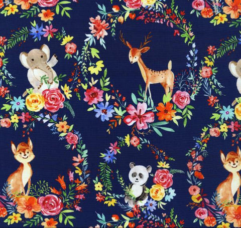 EVERYONE IS INVITED Enchanted Forest Navy - FAT QUARTER