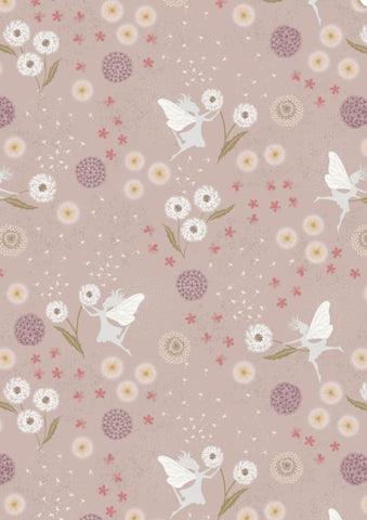FAIRY CLOCKS Fairies Warm Linen Silver Metallic - FAT QUARTER