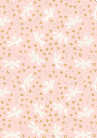 FAIRY CLOCKS Floral Fairies Pink Silver Metallic - SALE $19.00 p/m