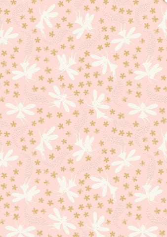 FAIRY CLOCKS Floral Fairies Pink Silver Metallic - SALE $21.00 p/m