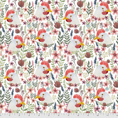 FARM FRIENDS Floral Chicken White - SALE $17.00 p/m