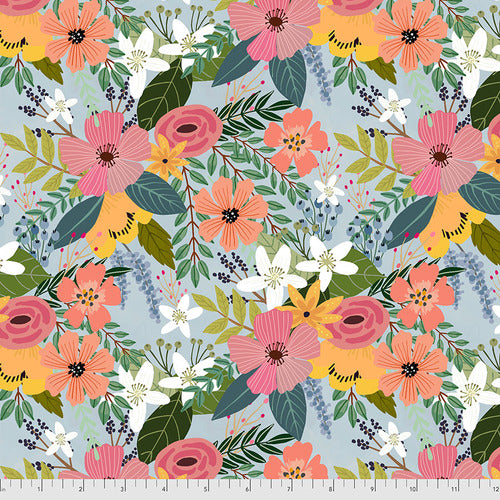 FARM FRIENDS Floral Blue - SALE $17.00 p/m