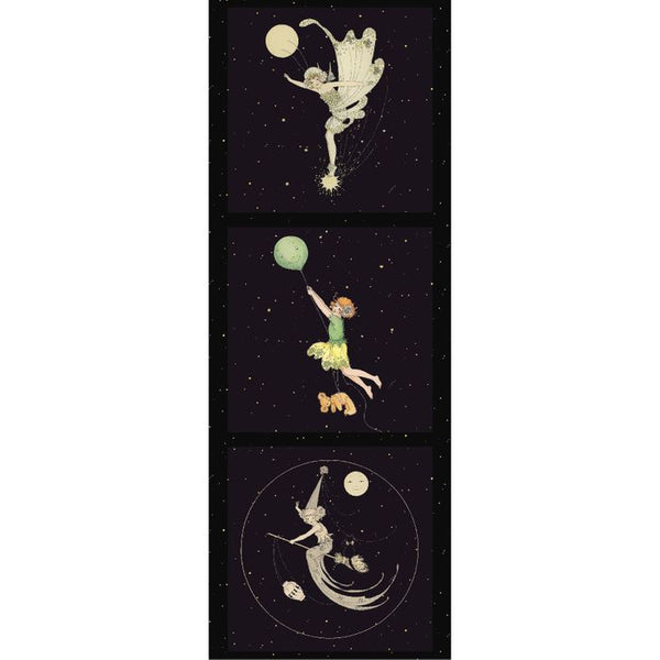 FEDERATION FAIRIES 3 Block Panel Black Vertical - SALE $5.50 per panel