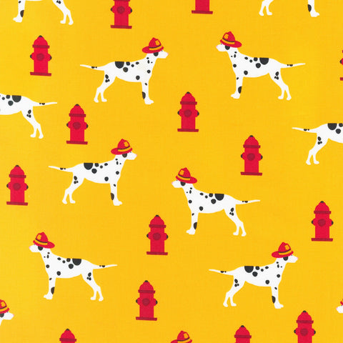 FIRE PUPS Hydrants & Dalmation Pups Yellow - SALE $15.00 p/m