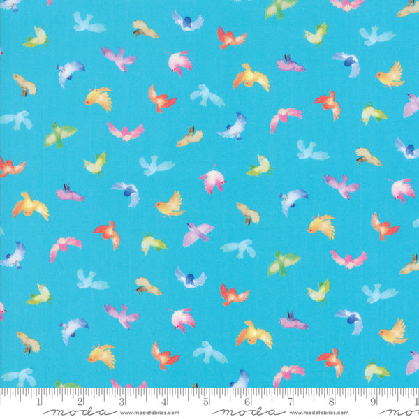 FLIGHTS OF FANCY Little Birdies Turquoise - SALE $13.00 p/m