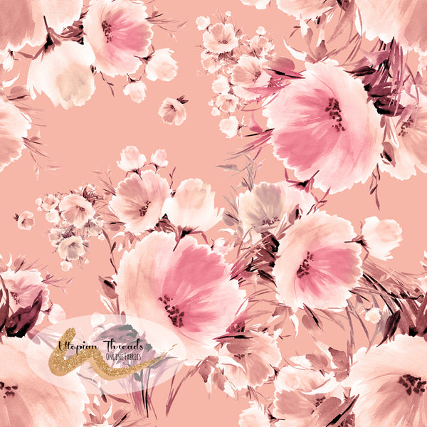 CUSTOM DIGITAL WOVEN Floral Flourish Peach - SALE $22.00 p/m