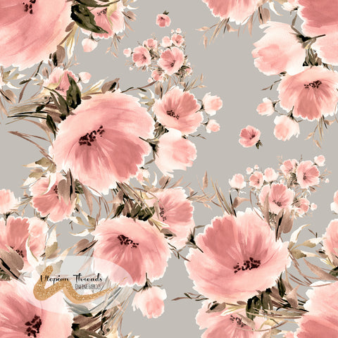 CUSTOM DIGITAL PRINT Floral Flourish Soft Grey