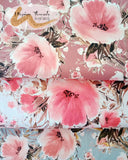 CUSTOM DIGITAL KNIT (Cotton Lycra) Floral Flourish Baby Pink