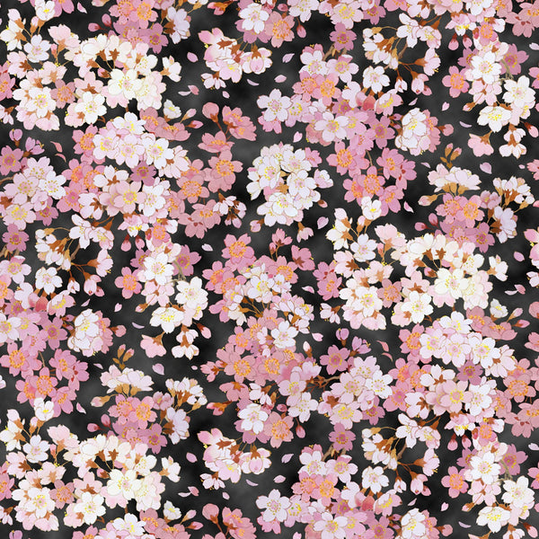 GEIKO COLLECTION Packed Floral Metallic Black - FAT QUARTER