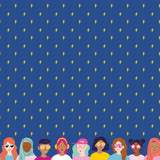 GRL PWR Lightning Double Border Blue - FAT QUARTER