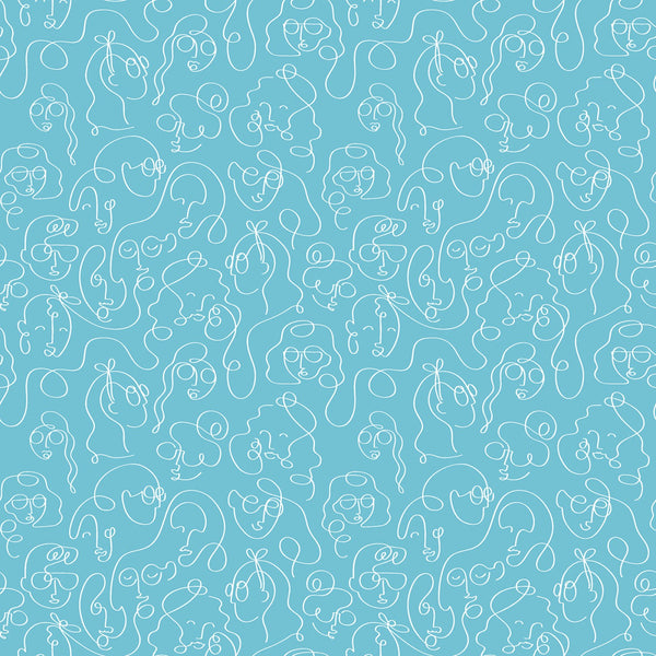 GRL PWR Line Faces Aqua - SALE $9.00 p/m