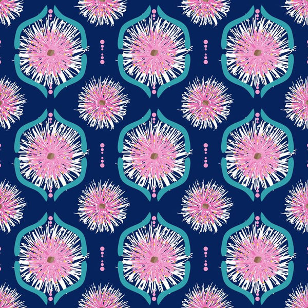 SWEET BOTANICALS Gumnut Flower Tiles Dark Blue - SALE $15.00 p/m