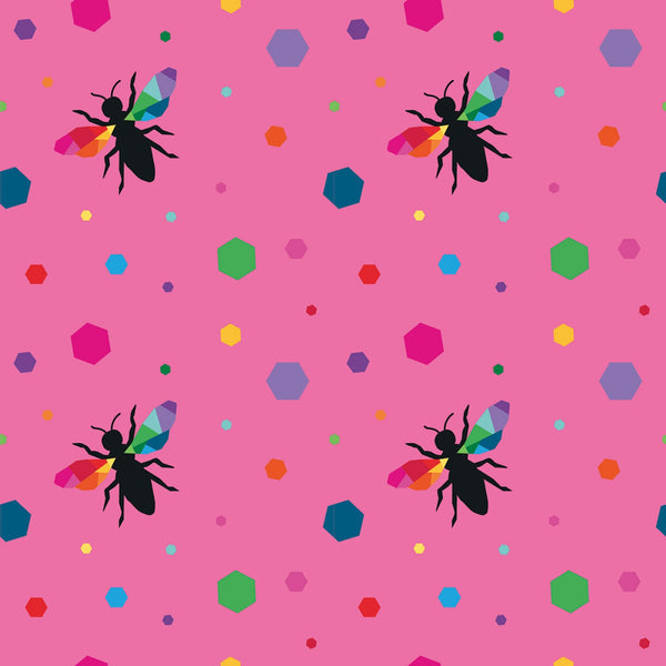 CREATE Colour Hexie Bees Pink - SALE $13.00 p/m